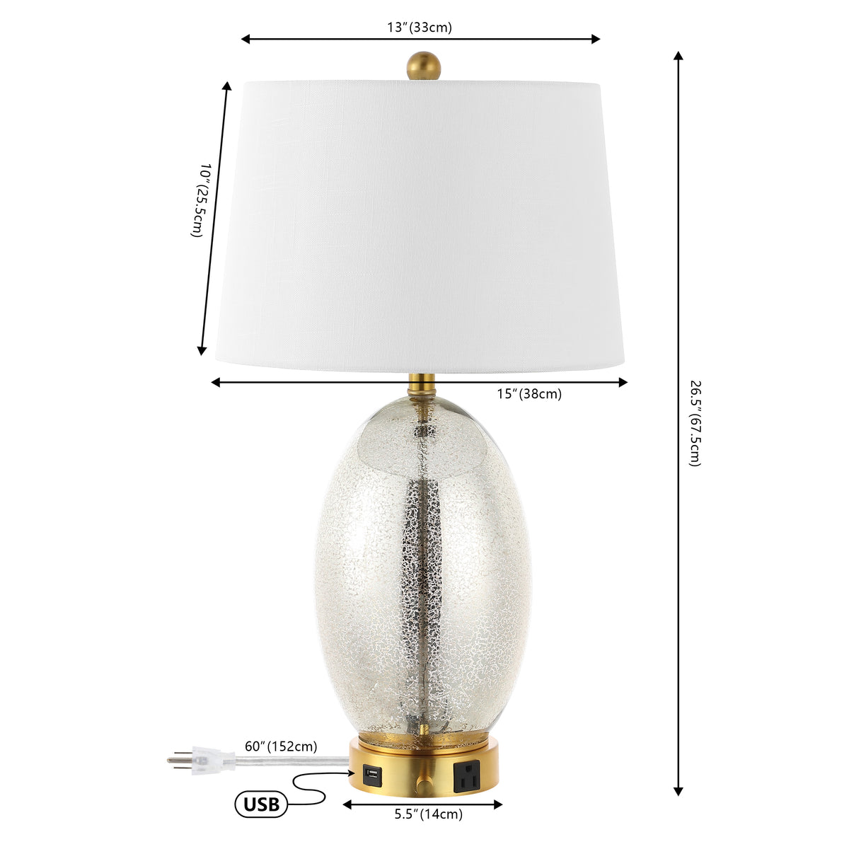 Georgetown Contemporary Style Iron/Glass LED Table Lamp with USB Charging Port