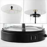 Possini 21" Modern Designer Iron/Water Glass LED Table Lamp with USB Charging Port Set 2
