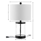 Possini 21" Modern Designer Iron/Water Glass LED Table Lamp with USB Charging Port Set 2