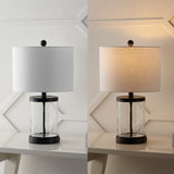 Possini 21" Modern Designer Iron/Water Glass LED Table Lamp with USB Charging Port Set 2