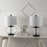 Possini 21" Modern Designer Iron/Water Glass LED Table Lamp with USB Charging Port Set 2