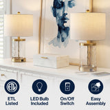 Possini 21" Modern Designer Iron/Water Glass LED Table Lamp with USB Charging Port Set 2