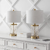 Possini 21" Modern Designer Iron/Water Glass LED Table Lamp with USB Charging Port Set 2