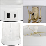 Possini 21" Modern Designer Iron/Water Glass LED Table Lamp with USB Charging Port Set 2