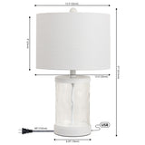 Possini 21" Modern Designer Iron/Water Glass LED Table Lamp with USB Charging Port Set 2