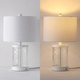 Possini 21" Modern Designer Iron/Water Glass LED Table Lamp with USB Charging Port Set 2