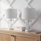 Possini 21" Modern Designer Iron/Water Glass LED Table Lamp with USB Charging Port Set 2