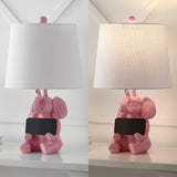 Crestview 21" Modern Shabby Chic Resin/Iron Happy Elephant LED Kids' Table Lamp with Phone Stand