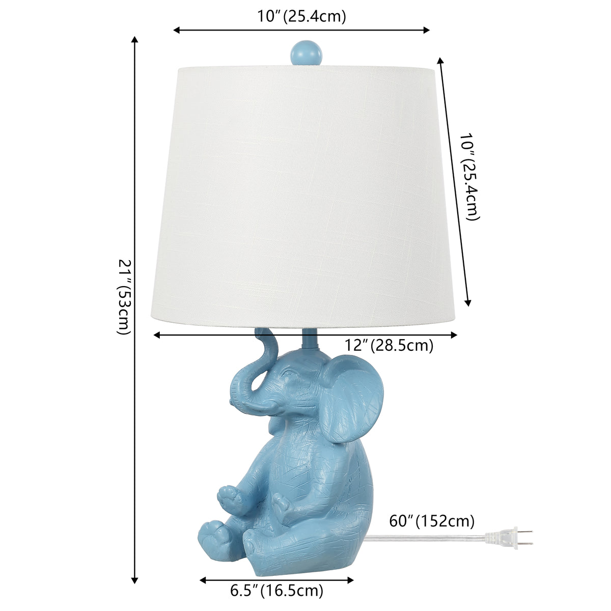 Crestview 21" Modern Shabby Chic Resin/Iron Happy Elephant LED Kids' Table Lamp with Phone Stand