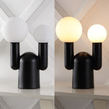 Jube 19" 2-Light Modern Mid-Century Resin/Iron/Frosted Glass Nordic Cactus LED Table Lamp