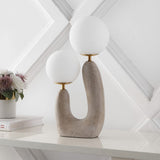 Luna 18" 2-Light Mid-Century Scandinavian Resin/Iron/Frosted Glass Cactus LED Table Lamp