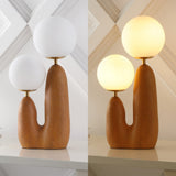 Kinzig 17.75" 2-Light Modern Bohemian Resin/Iron/Frosted Glass Danish Cactus LED Table Lamp
