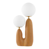 Kinzig 17.75" 2-Light Modern Bohemian Resin/Iron/Frosted Glass Danish Cactus LED Table Lamp