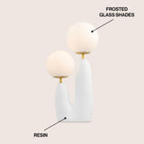Kinzig 17.75" 2-Light Modern Bohemian Resin/Iron/Frosted Glass Danish Cactus LED Table Lamp
