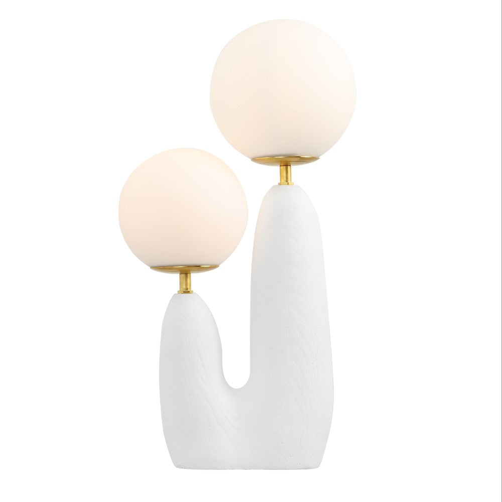 Kinzig 17.75" 2-Light Modern Bohemian Resin/Iron/Frosted Glass Danish Cactus LED Table Lamp
