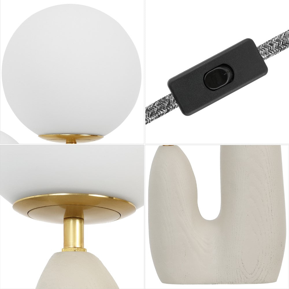 Kinzig 17.75" 2-Light Modern Bohemian Resin/Iron/Frosted Glass Danish Cactus LED Table Lamp
