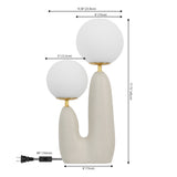 Kinzig 17.75" 2-Light Modern Bohemian Resin/Iron/Frosted Glass Danish Cactus LED Table Lamp