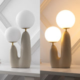 Kinzig 17.75" 2-Light Modern Bohemian Resin/Iron/Frosted Glass Danish Cactus LED Table Lamp