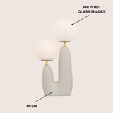 Kinzig 17.75" 2-Light Modern Bohemian Resin/Iron/Frosted Glass Danish Cactus LED Table Lamp
