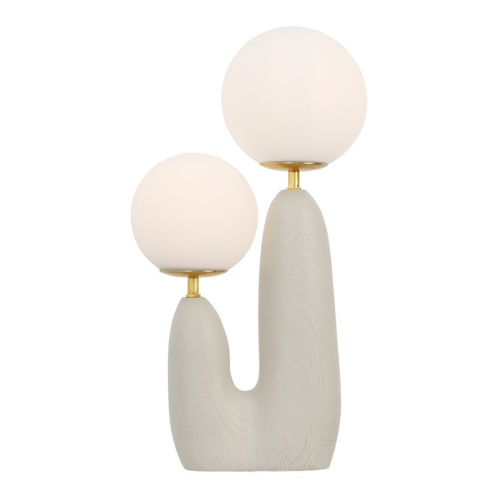 Kinzig 17.75" 2-Light Modern Bohemian Resin/Iron/Frosted Glass Danish Cactus LED Table Lamp