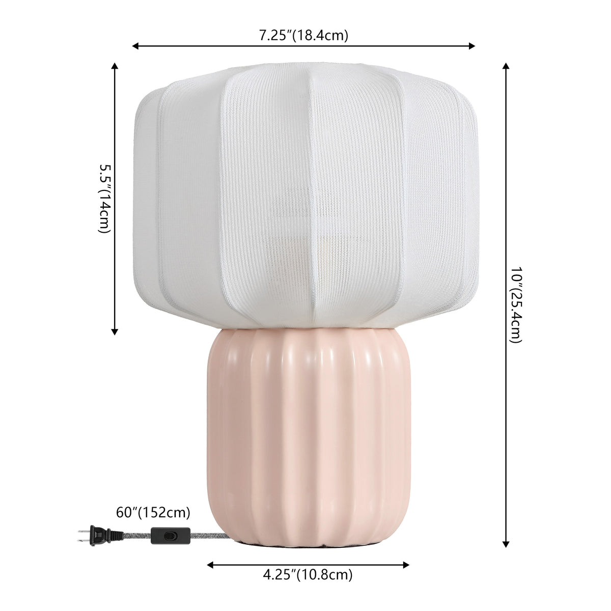 Leola 10 in. Modern Contemporary Ceramic Fluted Mini with Ribbed Cocoon Pumpkin Shade LED Table Lamp