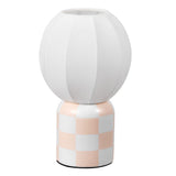 Valarie 10.25" Contemporary Modern Checkerboard Ceramic with Ribbed Cocoon Globe Shade LED Mini Table Lamp