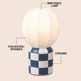 Valarie 10.25" Contemporary Modern Checkerboard Ceramic with Ribbed Cocoon Globe Shade LED Mini Table Lamp