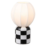 Valarie 10.25" Contemporary Modern Checkerboard Ceramic with Ribbed Cocoon Globe Shade LED Mini Table Lamp