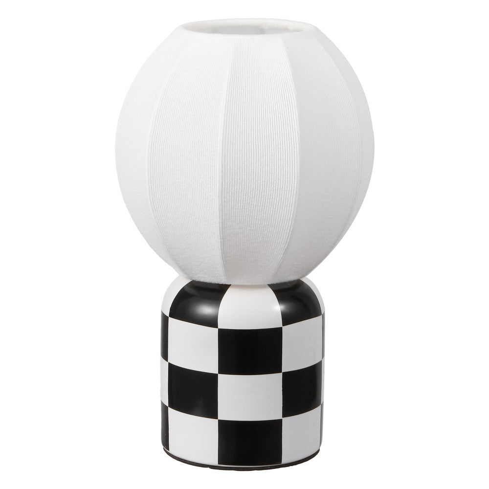Valarie 10.25" Contemporary Modern Checkerboard Ceramic with Ribbed Cocoon Globe Shade LED Mini Table Lamp