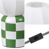 Valarie 10.25" Contemporary Modern Checkerboard Ceramic with Ribbed Cocoon Globe Shade LED Mini Table Lamp