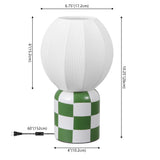 Valarie 10.25" Contemporary Modern Checkerboard Ceramic with Ribbed Cocoon Globe Shade LED Mini Table Lamp