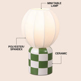 Valarie 10.25" Contemporary Modern Checkerboard Ceramic with Ribbed Cocoon Globe Shade LED Mini Table Lamp