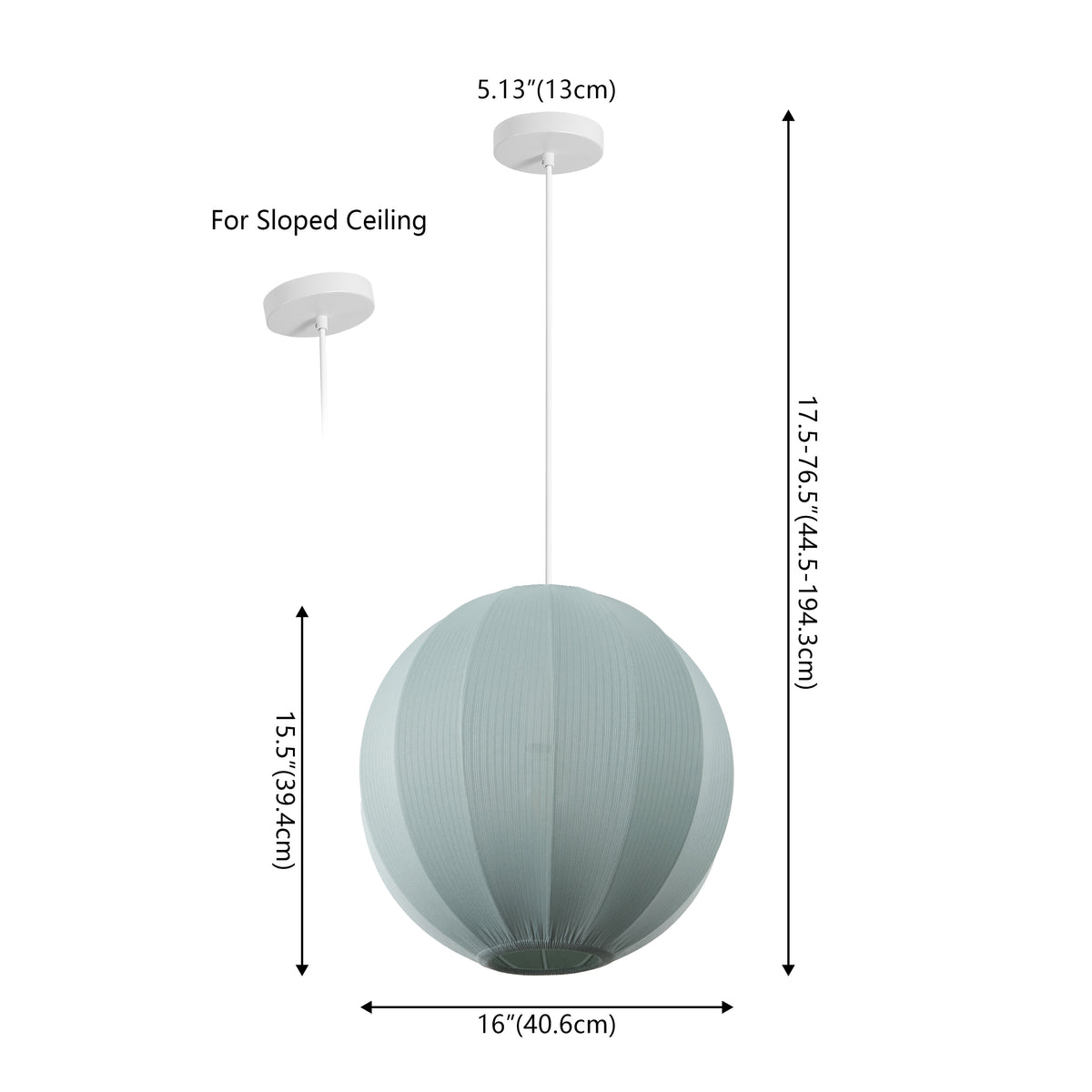 Sia 16" 1-Light Scandinavian Japandi Adjustable Lantern Metal with Ribbed Cocoon Globe Shade LED Pendant