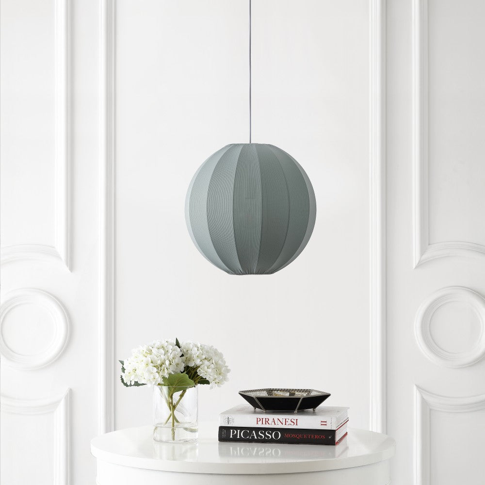 Sia 16" 1-Light Scandinavian Japandi Adjustable Lantern Metal with Ribbed Cocoon Globe Shade LED Pendant