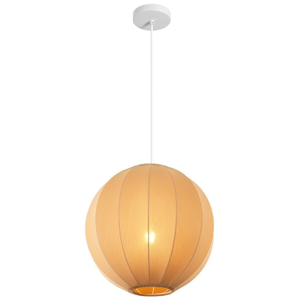 Sia 16" 1-Light Scandinavian Japandi Adjustable Lantern Metal with Ribbed Cocoon Globe Shade LED Pendant