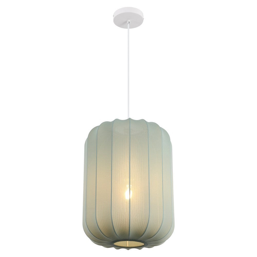 Aurelia 13.75" 1-Light Scandinavian Japandi Adjustable Lantern Metal with Ribbed Cocoon Capsule Shade LED Pendant