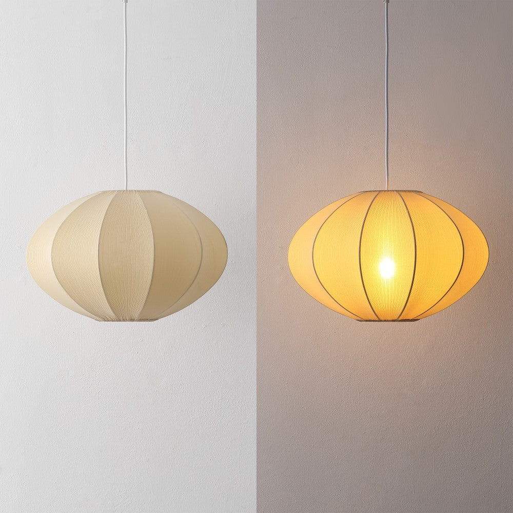 Kira 18.38" 1-Light Scandinavian Japandi Adjustable Lantern Metal with Ribbed Cocoon UFO Saucer Shade LED Pendant