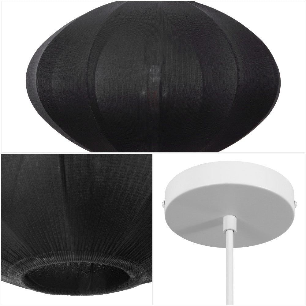 Kira 18.38" 1-Light Scandinavian Japandi Adjustable Lantern Metal with Ribbed Cocoon UFO Saucer Shade LED Pendant