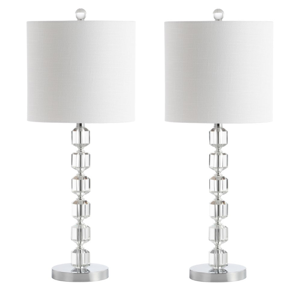 Cockatoo 27.5" Modern Stacked Crystal/Metal LED Table Lamp Set 2
