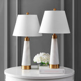 Doyle 26.5" Marble/Iron Gold Modern Column LED Table Lamp Set 2