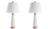 Doyle 26.5" Marble/Iron Gold Modern Column LED Table Lamp Set 2