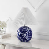 Dishu 19.5" Cottage Classic Chinoiserie Ceramic Orb LED Table Lamp with Pleated Shade