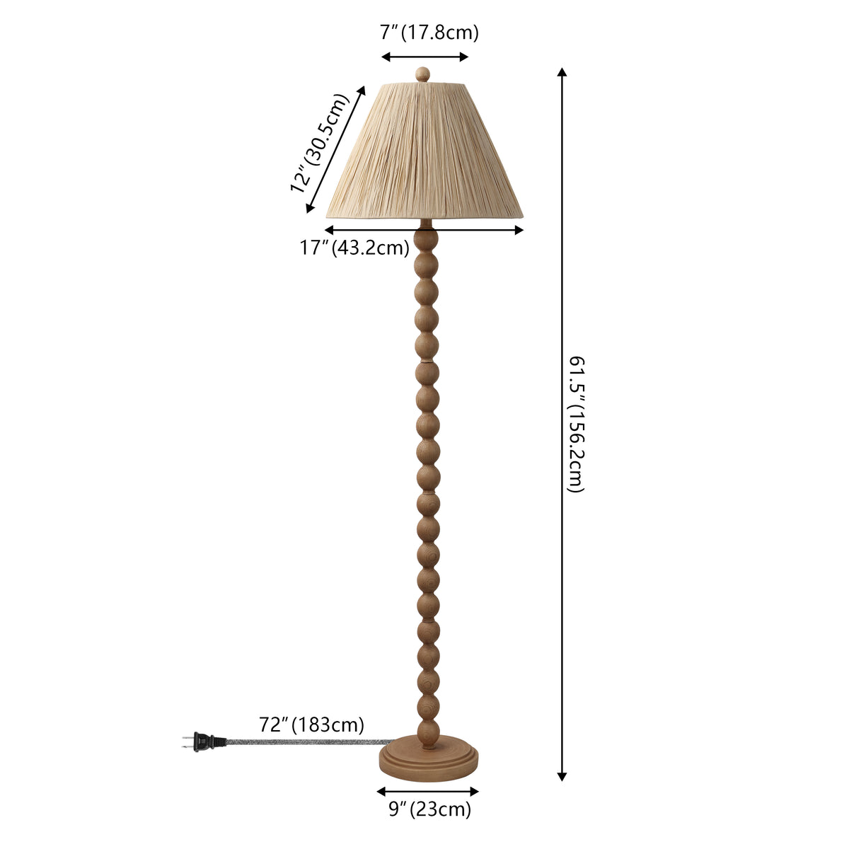 Siera 61.5" Modern Rustic Bobbin Pleated Paper Shade/Resin LED Floor Lamp