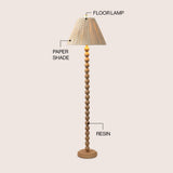 Siera 61.5" Modern Rustic Bobbin Pleated Paper Shade/Resin LED Floor Lamp