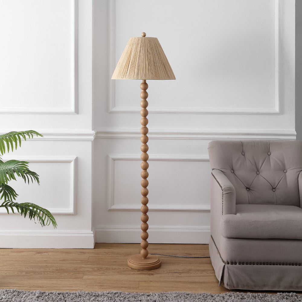 Siera 61.5" Modern Rustic Bobbin Pleated Paper Shade/Resin LED Floor Lamp