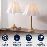 Auryon 25.5" Modern Coastal Pleated Shade Faux Wood Column LED Table Lamp