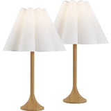 Auryon 25.5" Modern Coastal Pleated Shade Faux Wood Column LED Table Lamp