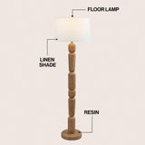 Elystra 61.5" Cottage Farmhouse Turned Resin/Iron LED Floor Lamp