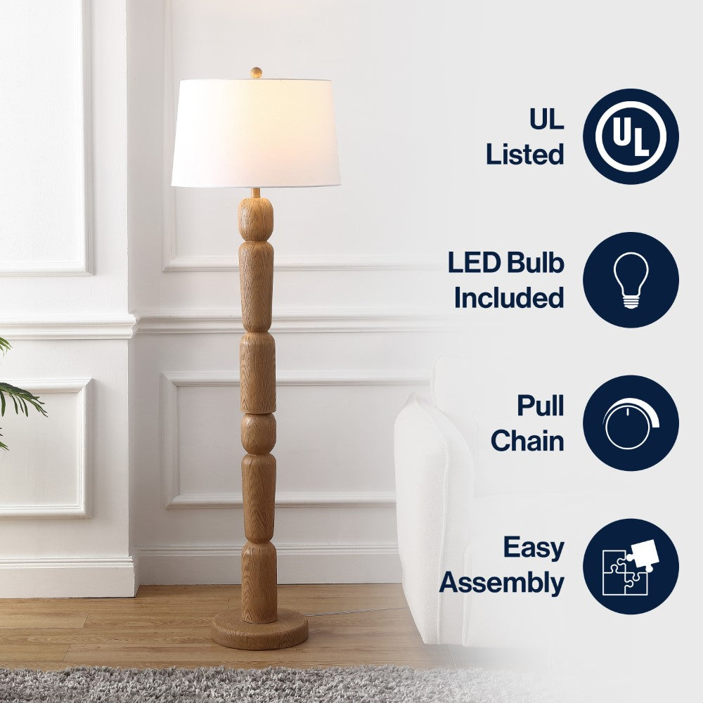 Elystra 61.5" Cottage Farmhouse Turned Resin/Iron LED Floor Lamp