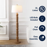 Elystra 61.5" Cottage Farmhouse Turned Resin/Iron LED Floor Lamp